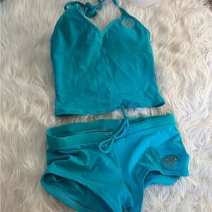 Turquoise Halter Top and Shorts Set